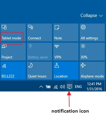 Left click start menu makes desktop icon disappear.-notification-icon-tablet-mode.jpg