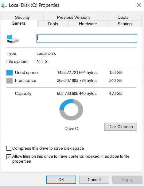 Image result for windows 10 disk space