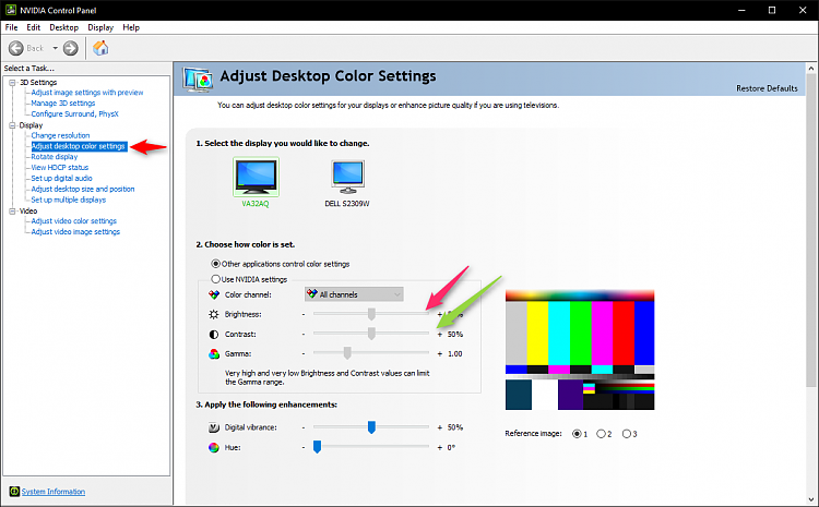 nvidia control panel windows 10 total memory memory free