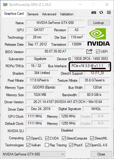 GPU in 16x slot but GPU-Z reports running at x1 speed? Solved 