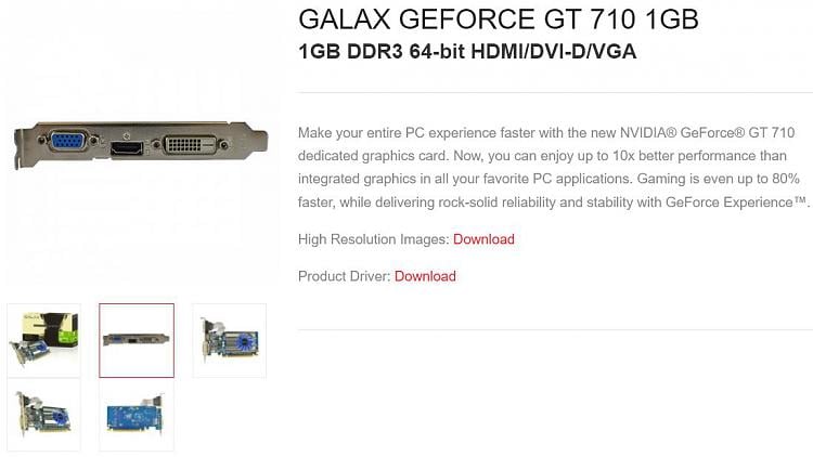 GALAX GEFORCE GT 710 1GB - 700 Series - Graphics Card