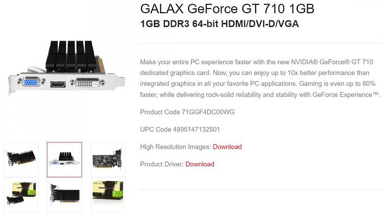 GALAX GEFORCE GT 710 1GB - 700 Series - Graphics Card