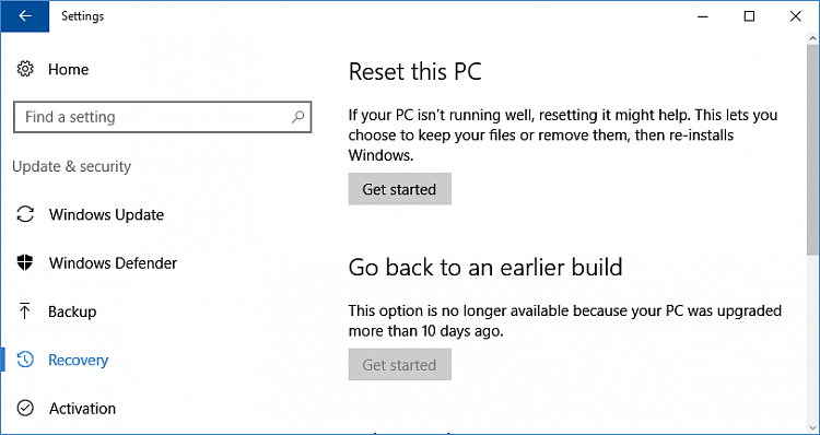 Do I need an installation media to reset Windows 10?-go-back.png