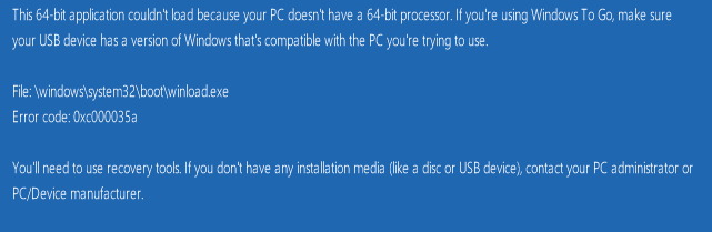 Windows 10 (V:9926) Hangs On Install (MS Virtual PC)-64-bit-iso-error.png