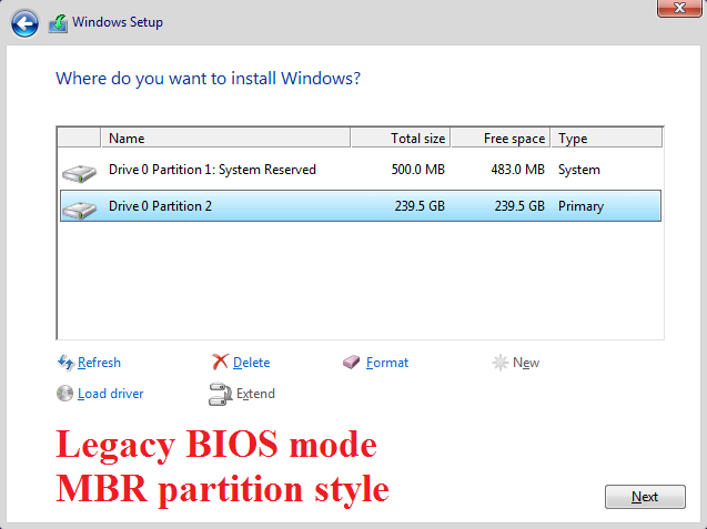 Does a Windows 10, clean install, create the necessary partitions?-legacy-bios-mode-mbr-partition-style.png