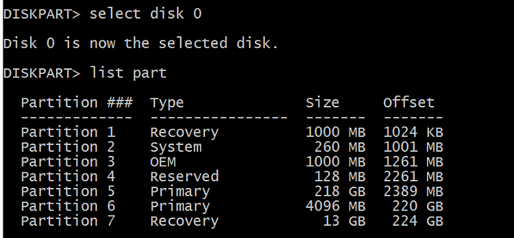 Numerous recovery partitions after a few formats and installations-diskpart-partitions.png