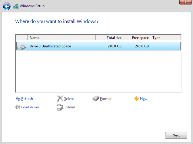 install windows 10 on new drive