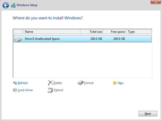 Delete or format partition during clean install windows-unallocated-space.png