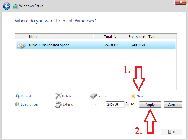 Delete or format partition during clean install windows-select-new-apply-buttons.png