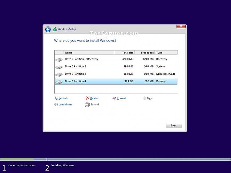 How many partitions are set up with a Windows 10 Clean Installation?-uefi.jpg