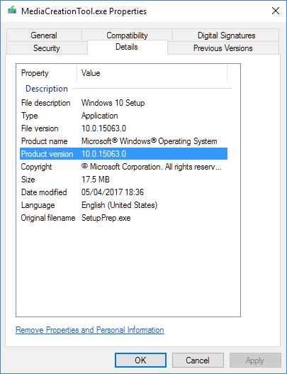Windows MediaCreation tool and version number for ISO-mct-creators-update.png