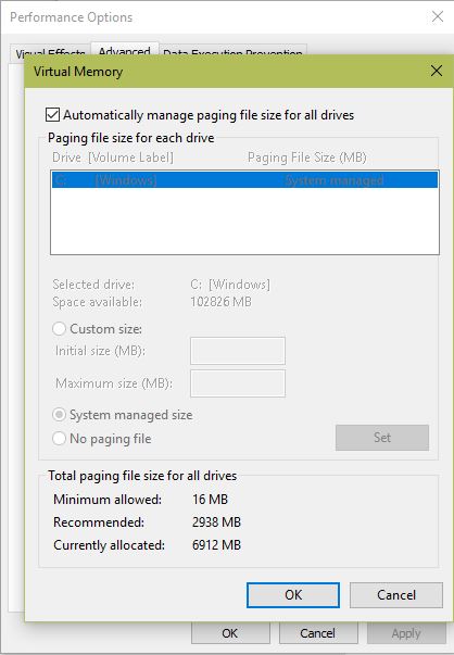 Windows update failing - version 1709 Update - no real error message.-virtual-memory.jpg