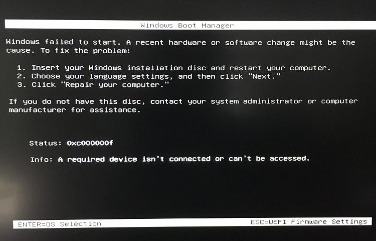 Trying to clean install Win10 using bootable USB, error 0xc000000f-untitled.jpg