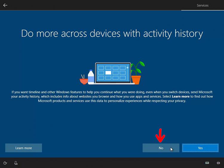 How to skip the window with the settings &quot;Activity History&quot; ?-setup1809_5-windows10-activity-history.jpg