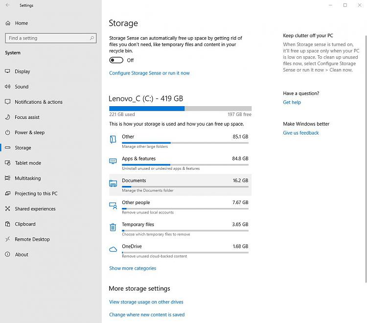 total 146GB , remaining 137GB ,but where is the rest?-storagesense-1.jpg