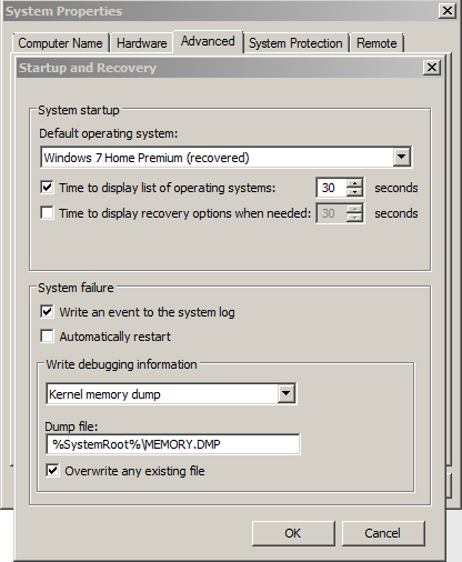 Windows 7 upgrade to 10 error 0x8007001F - 0x3000D-system-failure-settings.png