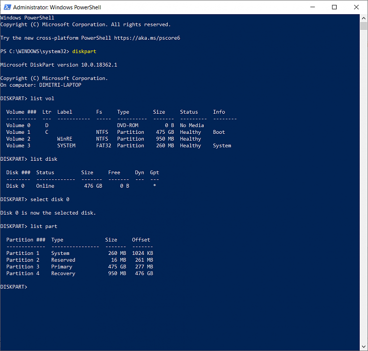 Clean install Windows 10, preserving the EFI partition-diskpart.png