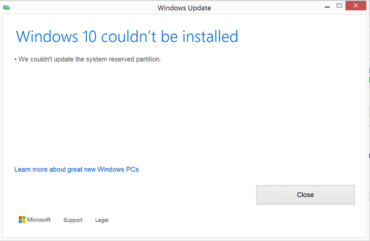 &quot;We couldn't update the system reserved partition&quot; win10 upgrade error-12.png