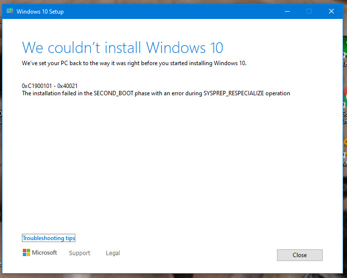 We Couldn T Install Windows 10 Error 0xc 0x Windows 10 Forums