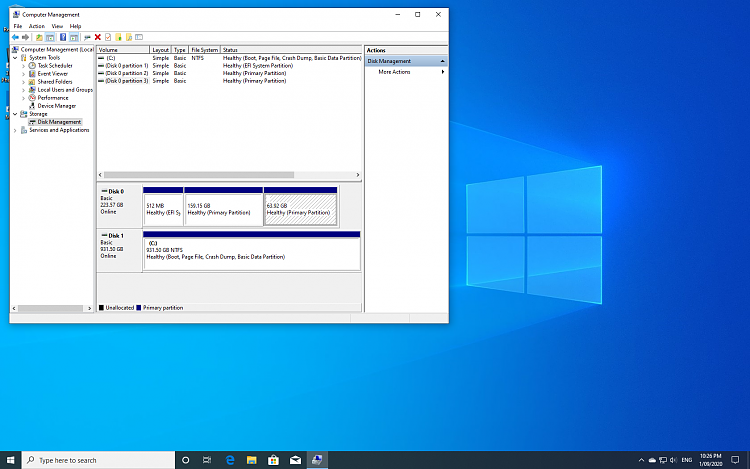 Windows has partially installed on secondary hard disk-management.png