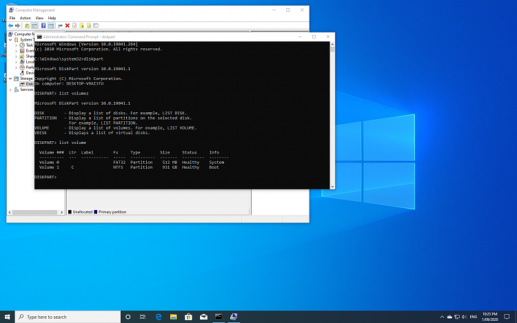 Windows has partially installed on secondary hard disk-diskpart.png