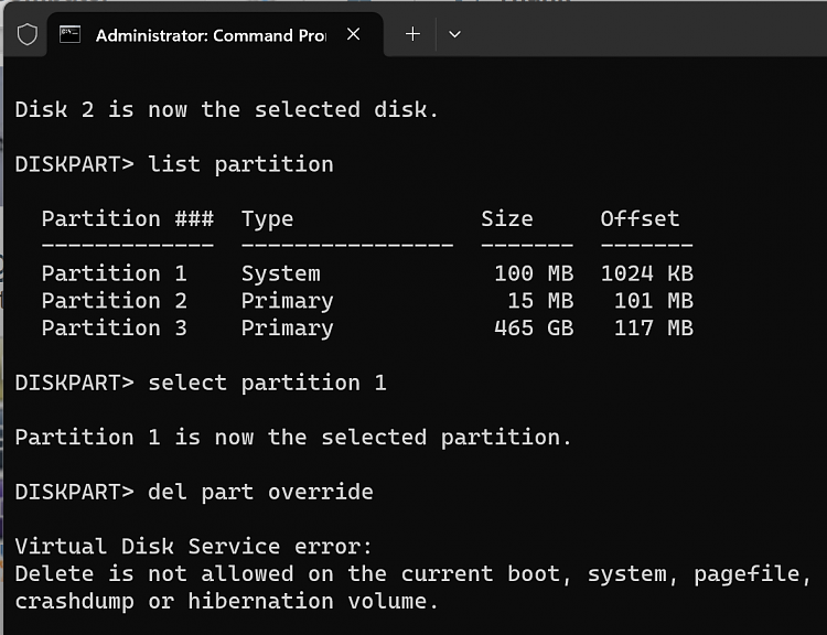 Can install Windows 10 due to insuffient space on a 500GB partition-del-part-override.png