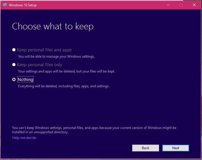 your current version of windows might be installed in an unsupported-w10th2problem.jpg