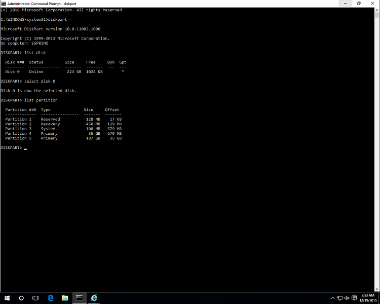 windows 10 installation create 3 partitions