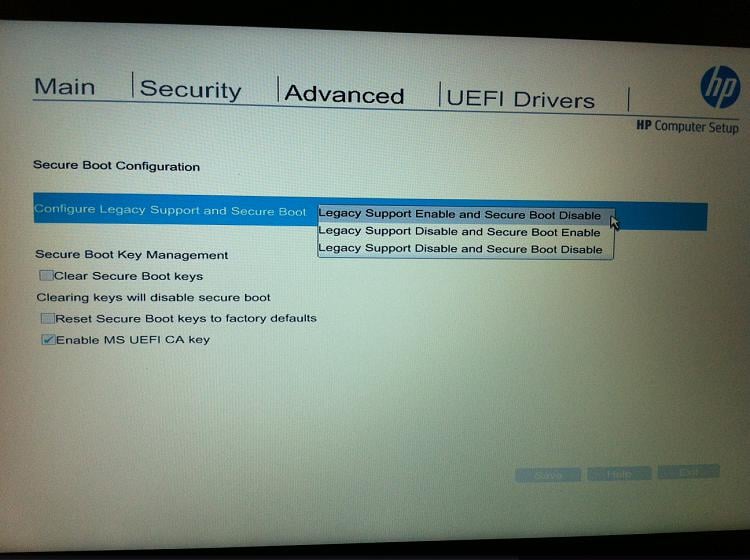 disable secure boot hp prodesk