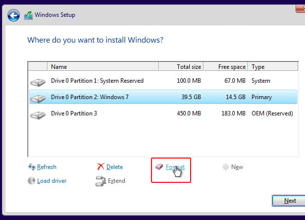 format ssd for windows 10 install