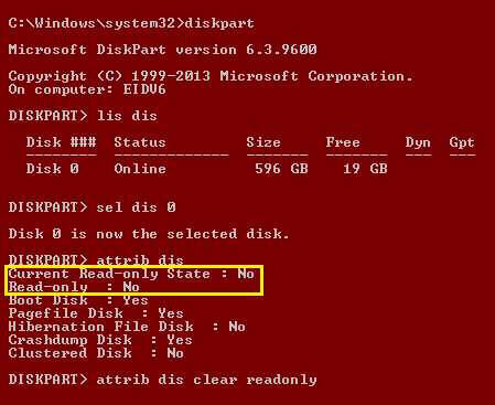 Windows 10 Upgrade Set All Folders to Read Only and Can't Change-diskpartreadonly.png