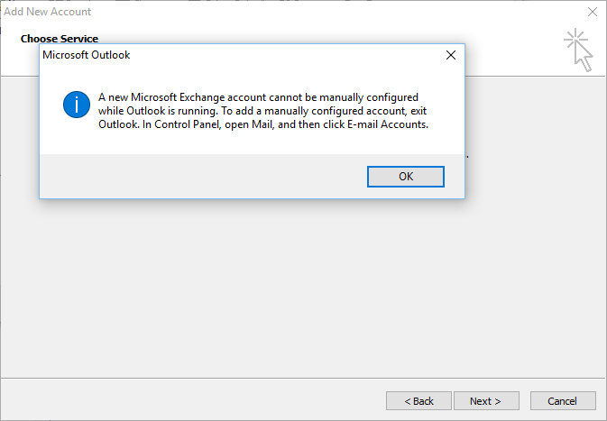 outlook cannot connect to Microsoft Exchange server through ERX