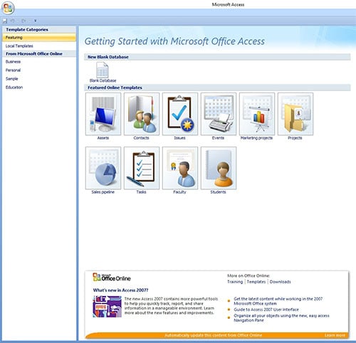 Microsoft Acccess 2007 Welcome Screen? Solved - Windows 10 Forums