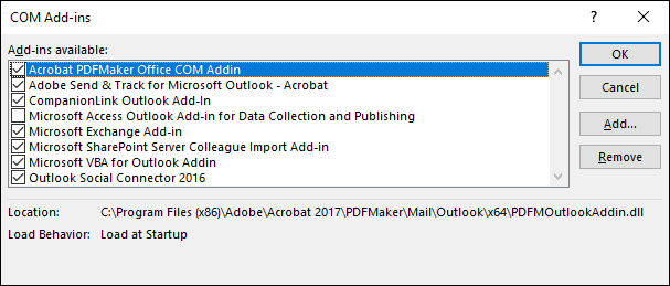 outlook startup problems -Adobe pdf maker-manage-add-ons-outlook.png