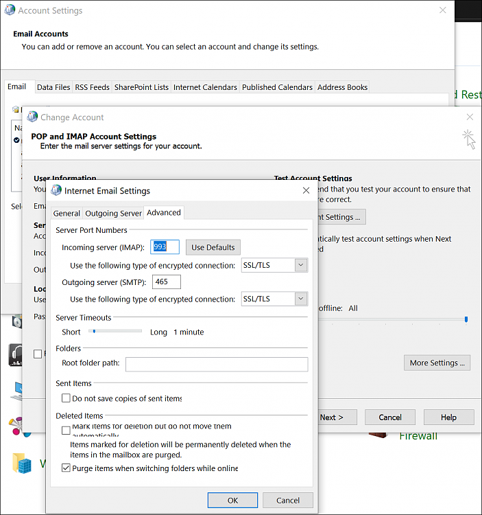 How do you change server/port setting in Outlook 365? - Windows 10 Forums