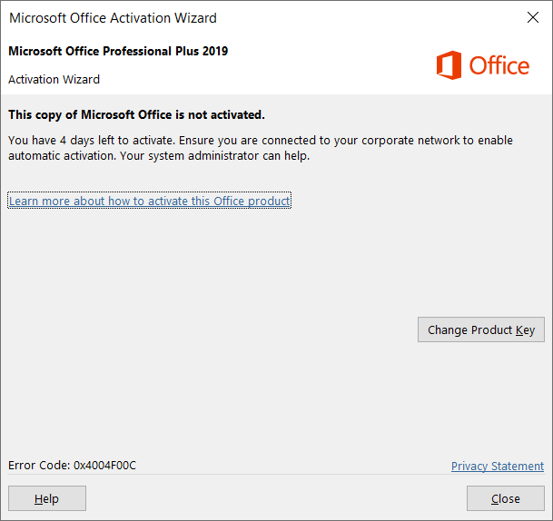 activation office 2019 windows 10