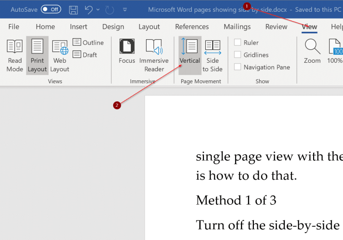 Stop Microsoft Office opening in 2 pages-fix-office-word-shows-two-pages-side-side-pic2.png
