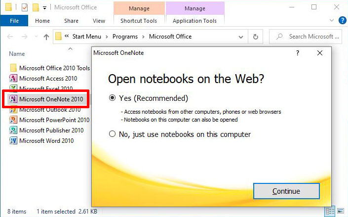Office Home &amp; Student 2010 on a Dual Boot questions about activation-onenote2010.jpg