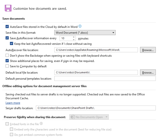 How set the default when do Save As after editing a doc using MS365?-diag1.png