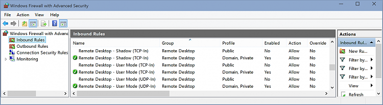 Can't use RDP Microsoft Android app. Any way to check and see if RDP i-firewall.png