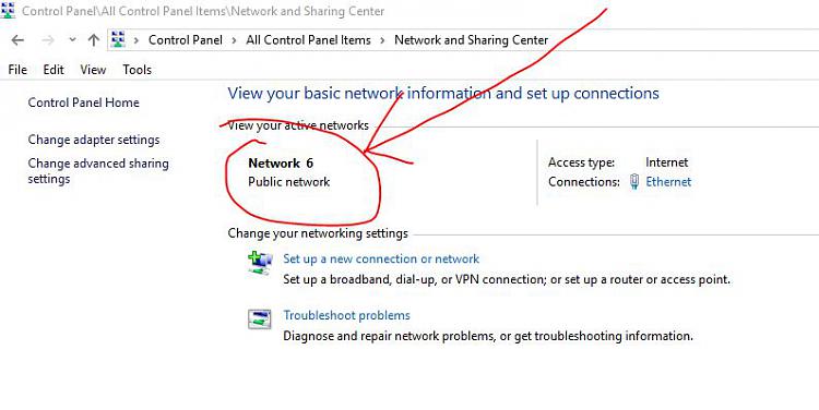 Why is ethernet connection set to &quot;public network&quot; in control panel-capture.jpg