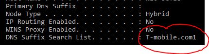 change dns suffix search list command line windows 10