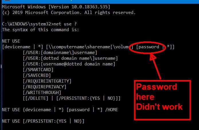 Why does "NET USE" command fail ? Solved - Windows 10 Forums