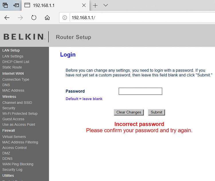 It always says &quot;Incorrect password&quot; although &quot;Default = leave blank&quot;.-incorrect-password.jpg