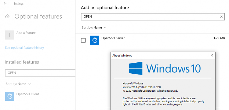 OpenSSH server not available any more on latest version of Windows-2004-add-openshh-server.png