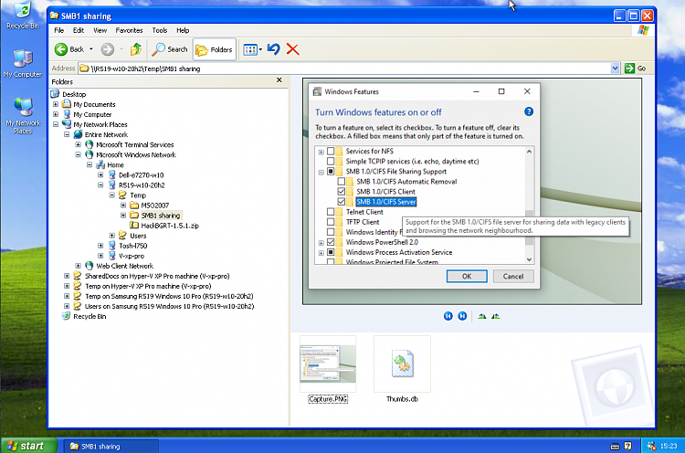 XP SP3 PC can't authenticate for shares on Windows 10 PC, SMB1 enabled-smp1-server-w10-xp-sharing.png
