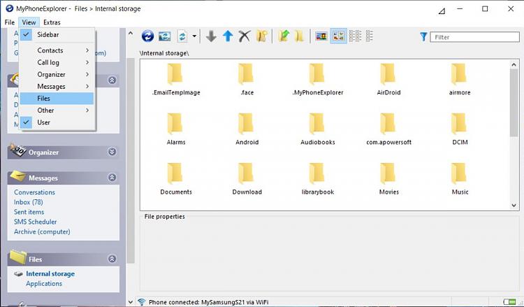 Transfer data files to/from Samsung Galaxy S22 &amp; Win10 using WiFi?-viewfiles.jpg