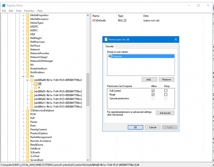 One or more network protocols are missing from this computer error-regedit-allow-permission-everyone.png