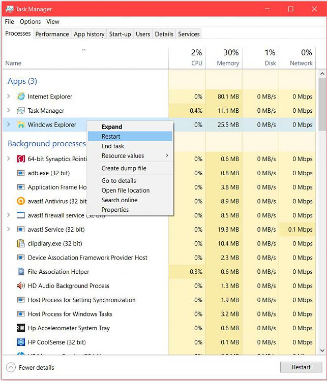 Network missing from taskbar - grayed out in settings-windowsexplorer-restart.jpg