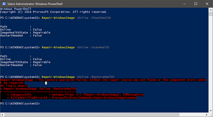 Creators update component store shows corruption but unable to repair-dism-health-repair-ps.png